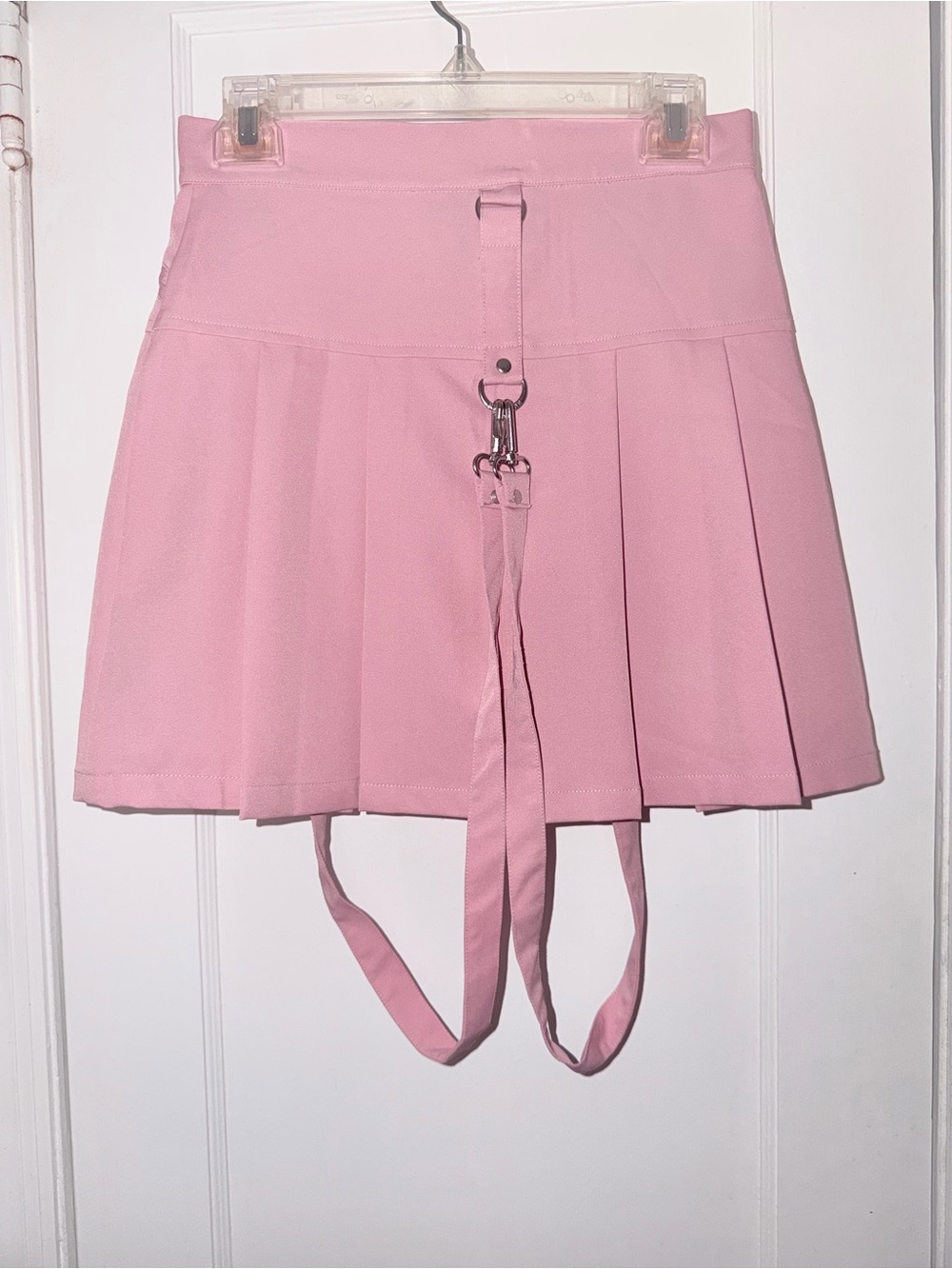 Killstar Pink Pleated Mini Skirt with Zip & Strap Hardware - Picture 6 of 9